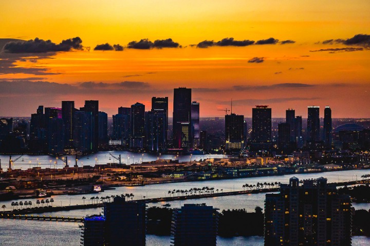 Aerial Photography, AGP Favorite, Downtown, Florida, Miami, North America, Skyline, Sunset, Travel, United States