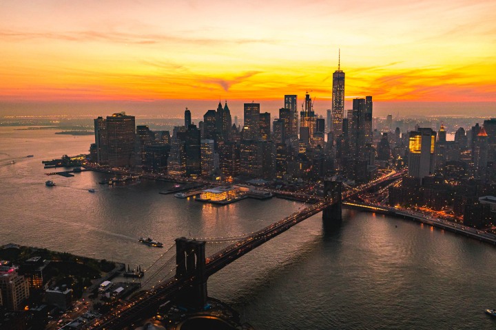Aerial Photography, Brooklyn Bridge, Manhattan, new York, New York City, North America, NYC, One World Trade Center, Skyline, Sunset, Travel, United States, AGP, Alex G Perez, www.AGPfoto.com