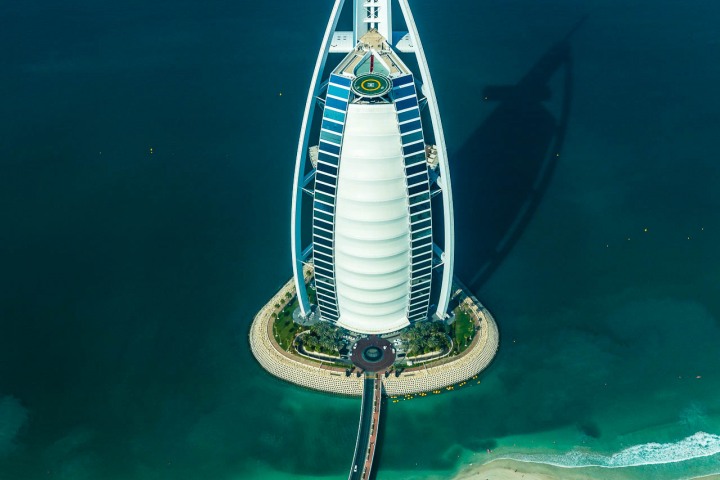 Aerial Photography, Burj Al Arab, Dubai, Middle East, Travel, United Arab Emirates