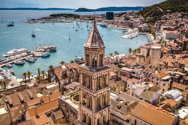 Aerial Photography, Croatia, Europe, Harbor, Saint Domnius Cathedral, Split, Travel