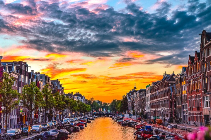 Amsterdam, Canal, Europe, Netherlands, Sunset, Travel