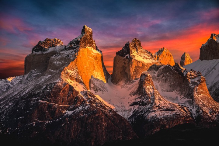 Chile, Mountains, Patagonia, South America, Sunrise, Torres del Paine, Travel