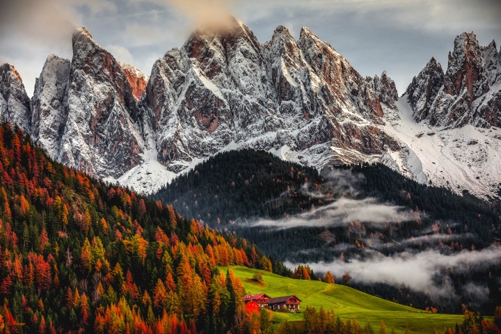 AGP Favorite, Autumn, Dolomites, Europe, Fall Colors, Furchetta, Italy, Mountains, Sass Rigais, Snow Covered, South Tyrol, St. Maddalena, Travel, AGP, Alex G Perez, www.AGPfoto.com