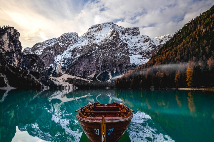 Dolomites, Europe, Italy, Lago di Braies, Reflections, Snow Covered, South Tyrol, Travel