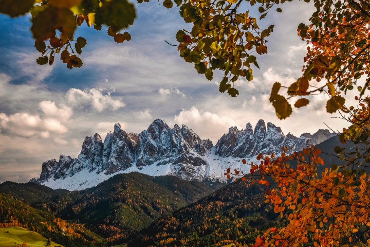 AGP Favorite, Autumn, Dolomites, Europe, Fall Colors, Furchetta, Italy, Mountains, Sass Rigais, Snow Covered, South Tyrol, St. Maddalena, Travel