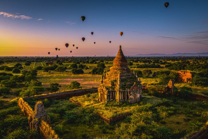 Asia, Bagan, Burma, Hot Air Balloon, Myanmar, Old Bagan, Pagoda, Temple, Travel