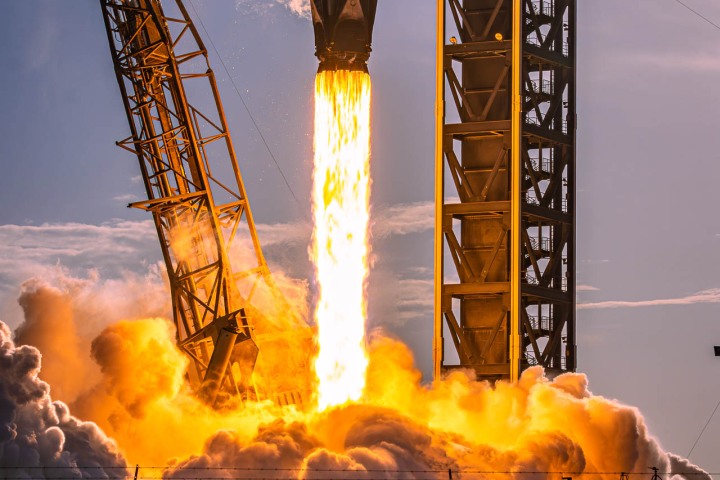 A SpaceX Falcon 9 rocket blasts off from Space Launch Complex 40 (SLC-40) at Cape Canaveral Space Force Station on Sept. 14, 2025, to begin the NG-23 mission. This was the first launch of a Northrop Grumman Cygnus XL spacecraft